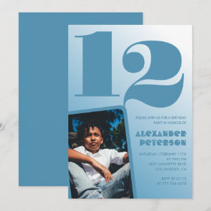 Convites de aniversário de 12 anos com gradiente a