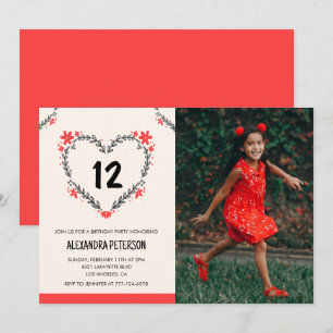 convites de aniversário de 12 anos para ela Floral