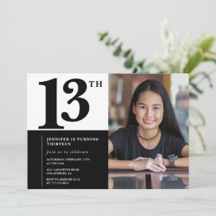 Convites de aniversário de 13 anos com foto Elegan