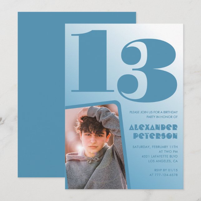 Convites de aniversário de 13 anos com gradiente a (Frente/Verso)