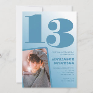 Convites de aniversário de 13 anos gradiente azul