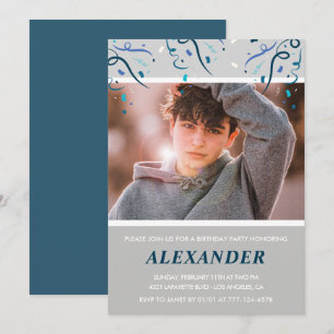 convites de aniversário de 13 anos Menino Confetes