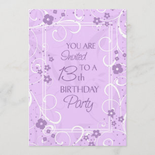 Convites de aniversário de 13 Floral de Lavanda