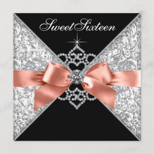 Convites de Aniversário de 16 Anos Coral Sweet