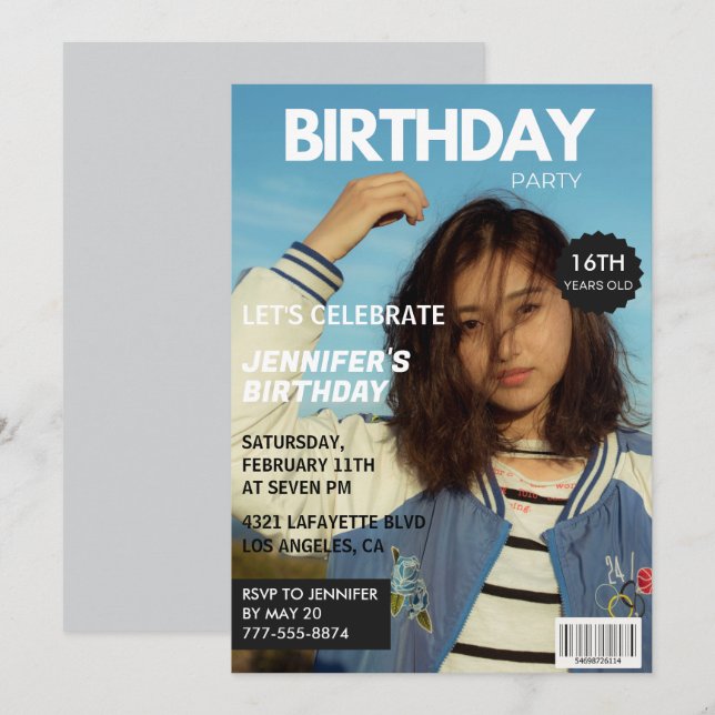 convites de aniversário de 16 anos para ela Capa d (Frente/Verso)