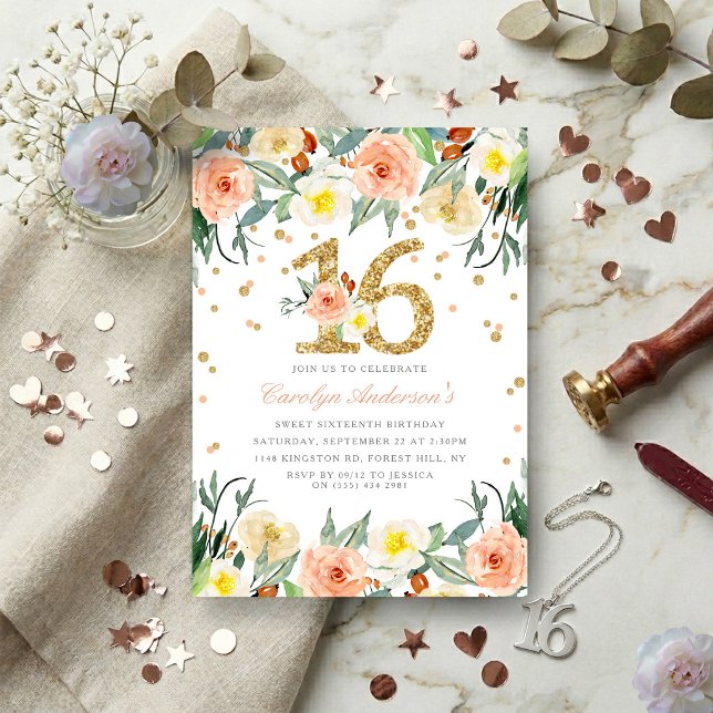 Convites de Aniversário de 16 Anos para Meninas co (Criador carregado)
