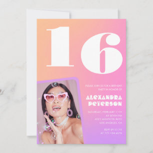 Convites de aniversário de 16 anos rosa para ela F