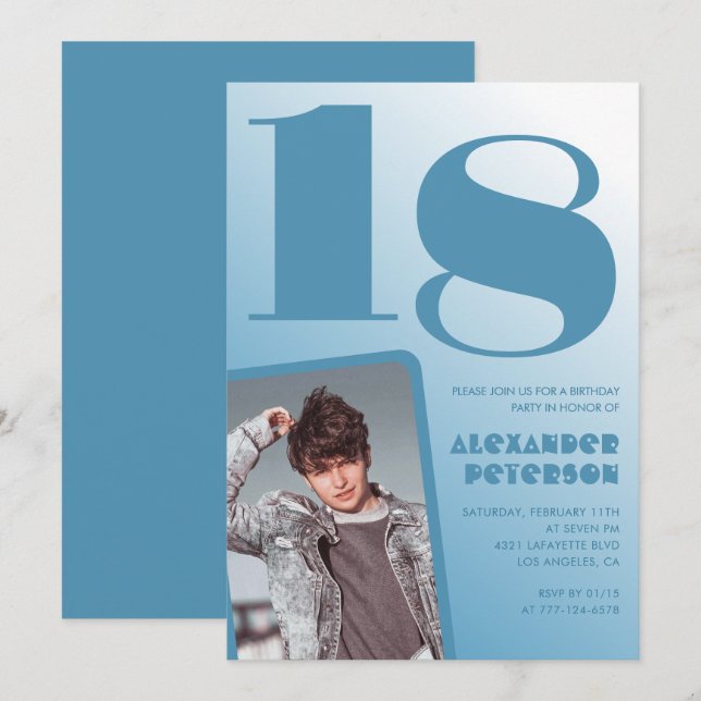 Convites de aniversário de 18 anos de gradiente az (Frente/Verso)