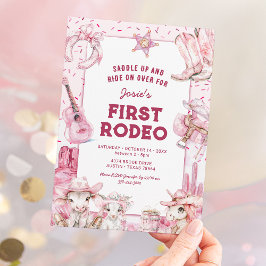 Convites de Aniversário de 1 Ano Cowgirl Primeiro 