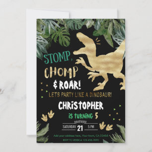 Convites de Aniversário de 1 ano do Dinossauro Rug