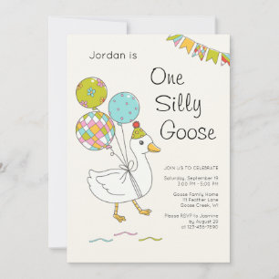 Convites de Aniversário de 1 Ano do One Silly Goos