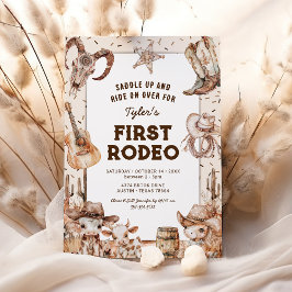 Convites de Aniversário de 1 Ano First Rodeo Cowbo