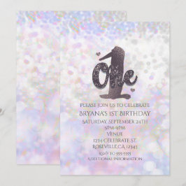 Convites de Aniversário de 1 Ano Iridescent Sparkl