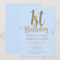 Convites de Aniversário de 1 ano Meninos Azul e Do