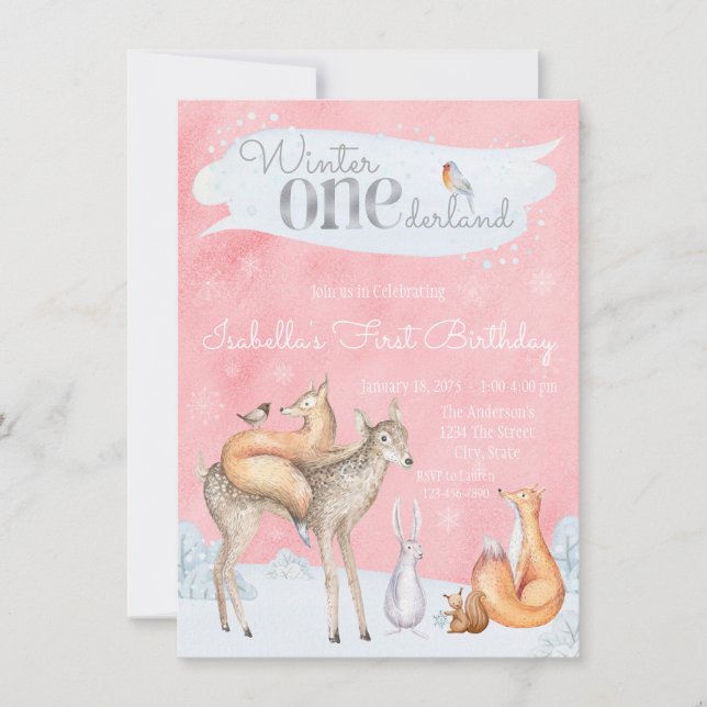Convites de Aniversário de 1 Ano ONEderland de Inv (Frente)