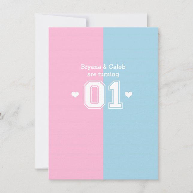 Convites de Aniversário de 1 ano Twins Athletic 01 (Frente)