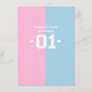 Convites de Aniversário de 1 ano Twins Athletic 01