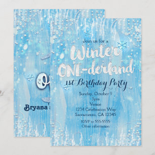 Convites de Aniversário de 1 ano Winter ONE-derlan