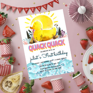 Convites de aniversário de 1rua de borracha amarel