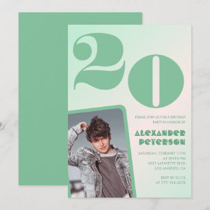 Convites de aniversário de 20 anos com gradiente v