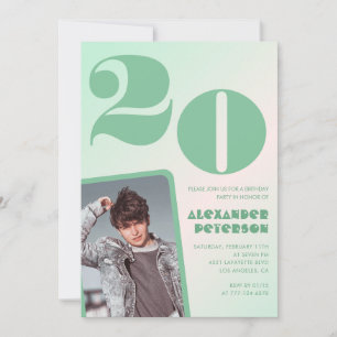 Convites de aniversário de 20 anos com gradiente v