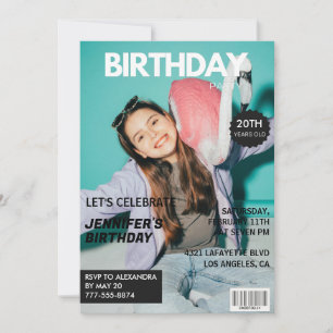 convites de aniversário de 20 anos para a capa da 