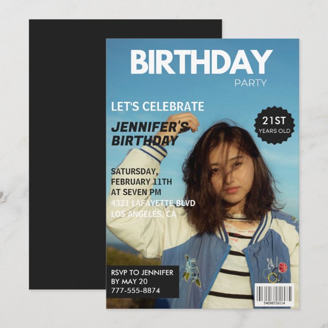 convites de aniversário de 21 anos Capa de Revista (Frente/Verso)