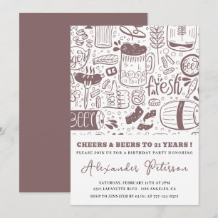 convites de aniversário de 21 anos Homens Cerveja 