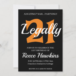 convites de aniversário de 21 anos modernos preto