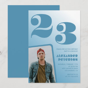 Convites de aniversário de 23 anos gradiente azul 