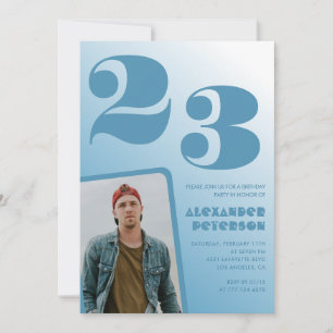Convites de aniversário de 23 anos gradiente azul 