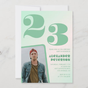 Convites de aniversário de 23 anos gradiente verde