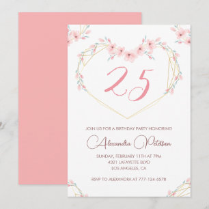 convites de aniversário de 25 anos Boho Floral Ele