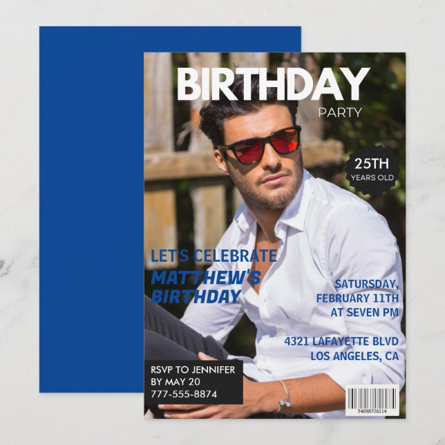 convites de aniversário de 25 anos capa de revista (Frente/Verso)