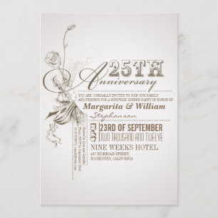 convites de aniversário de 25 anos com tipografia 