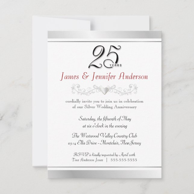 Convites de Aniversário de 25 Anos de Casamento (Frente)