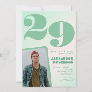 Convites de aniversário de 29 anos com gradiente v