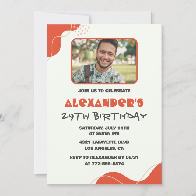 Convites de aniversário de 29 anos para homens Mod (Frente)