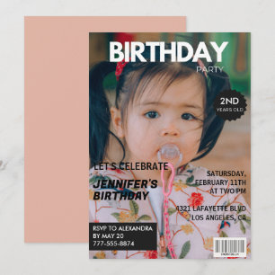 convites de aniversário de 2 anos capa de revista