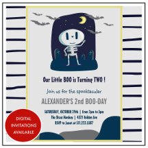 Convites de aniversário de 2 anos de Halloween fof