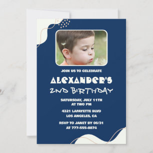 Convites de aniversário de 2 anos simples para men
