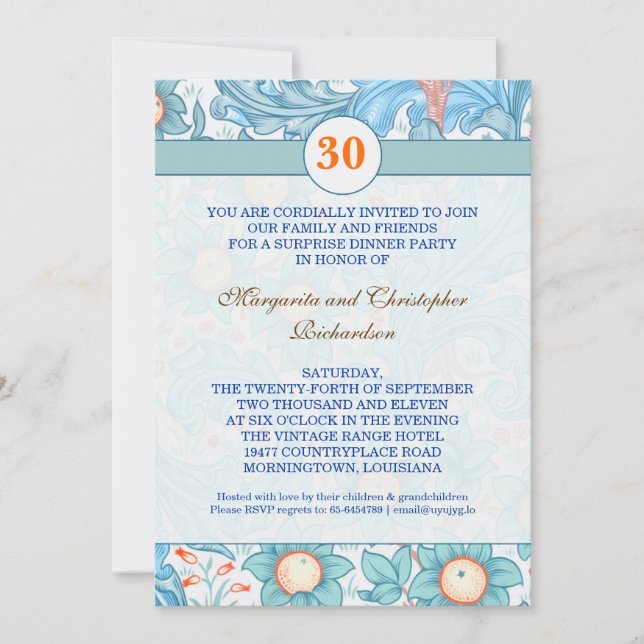 convites de aniversário de 30 anos de casamento az (Frente)
