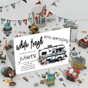 Convites de aniversário de 30 anos de lixo branco 