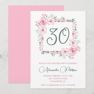 convites de aniversário de 30 anos Floral Elegante