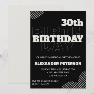 convites de aniversário de 30 anos Homens Festa Pr