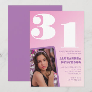 Convites de aniversário de 31 anos cor-de-rosa Fot