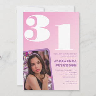 Convites de aniversário de 31 anos rosa Foto retrô