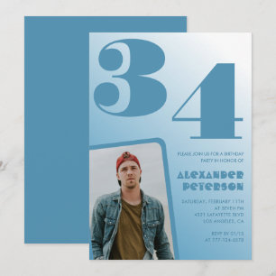 Convites de aniversário de 34 anos com foto gradie