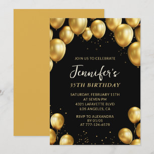 convites de aniversário de 35 anos Balões Confetes