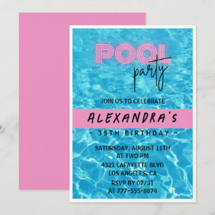convites de aniversário de 35 anos Festa na Piscin